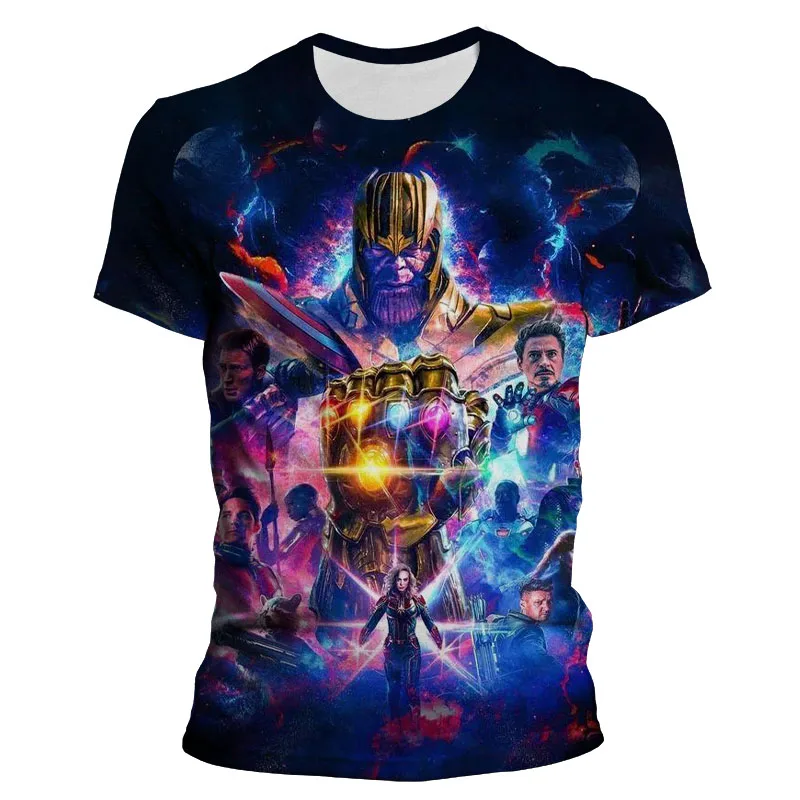 Новая летняя футболка с принтом Таноса и перчаток Marvel для мужчин женщин Детская 3D