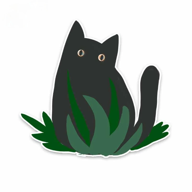 

Lovely Interesting Black Cat In The Grass Decoration Car Sticker Decal PVC16cm X15cm