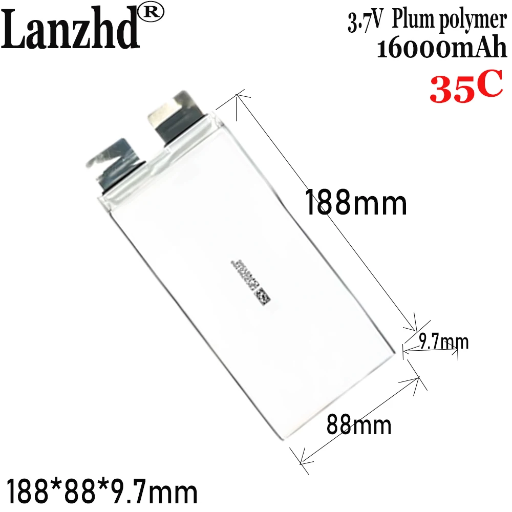 

Rechargeable battery 3.7V 35C High rate LiPo Polymer lie cell 16000mAh 9788188 battery equipment 188*88*97mm