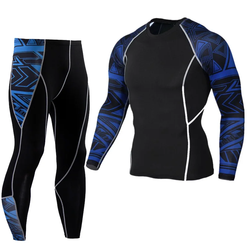 

Track suit T-shirt Compression male Gym Running tights Sports Thermal underwear Jogging rashgarda MMA Long sleeves workout set