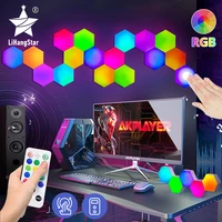 led honeycomb quantum hexagon wall lamp rgb color changing usb touch remote control game night light bedroom diy bar party light