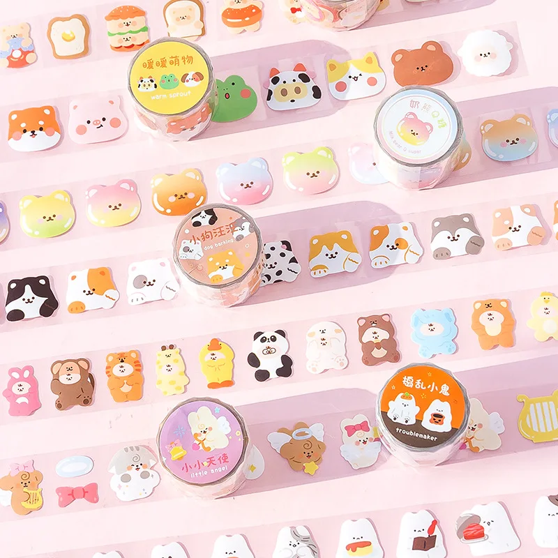 

1 Roll Sticker Tape Kawaii Stationery Cute Cartoon Animal Masking Tape For Arts Planner Holiday Card Decoration School Supplies