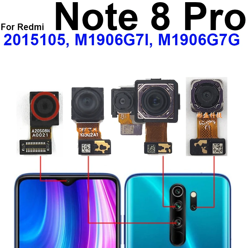 Фото Модель передней и задней камеры для Xiaomi Redmi Note 8 Note 8 Pro, основная задняя передняя камера, гибкий кабель, запасные части №4