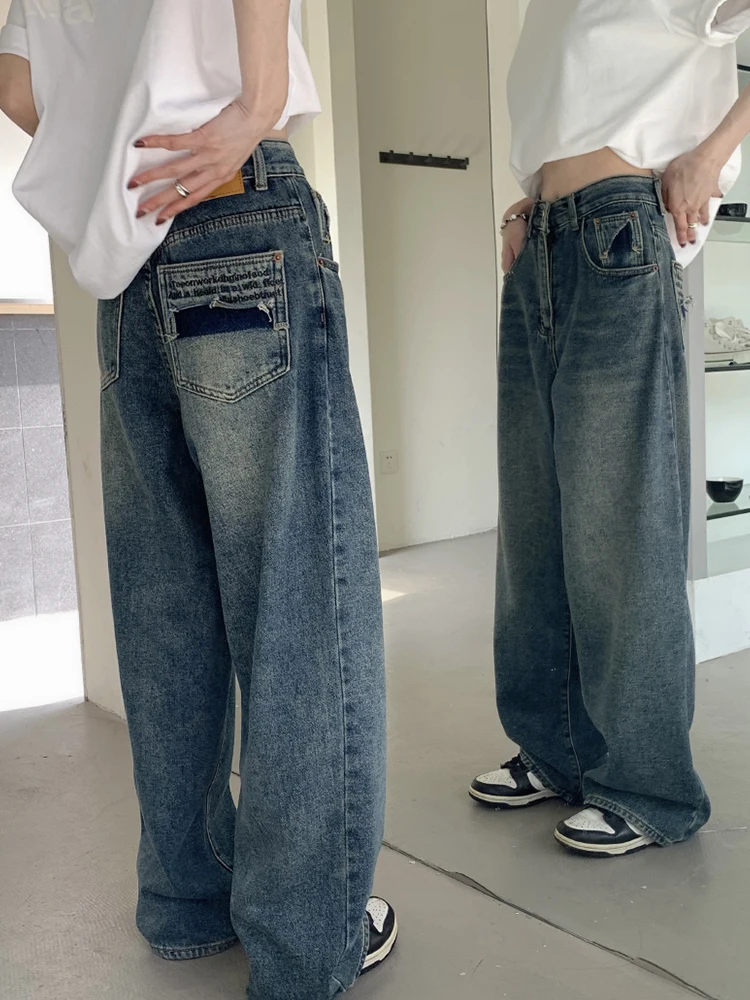 

Американские летние брюки в стиле ретро 90-х, джинсовые пикантные облегающие повседневные женские модные офисные мешковатые винтажные брюки в стиле Харадзюку
