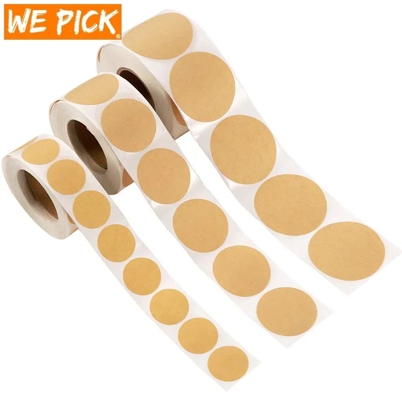 

100/500Pcs Kraft Paper Stickers Round Blank Labels For Handmade Gift Tag Paper DIY Envelope Sealing Stickers Stationery