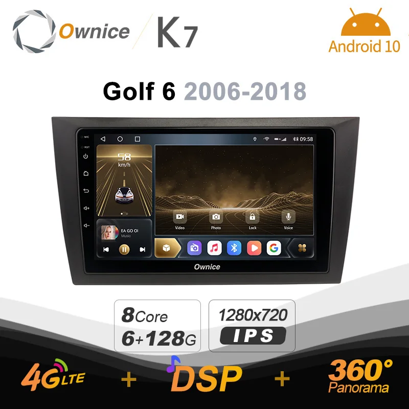 

Автомагнитола K7 Ownice, 2 Din, Android 10,0, для Volkswagen Golf 6 2006 - 2018 с 8-ядерным процессором A75 * 2 + A55 * 6, без DVD 1280*720