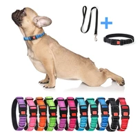 reflective dog collar leash set adjustable comfy neoprene padded nylon pet collar with safety lock for small medium large dogs