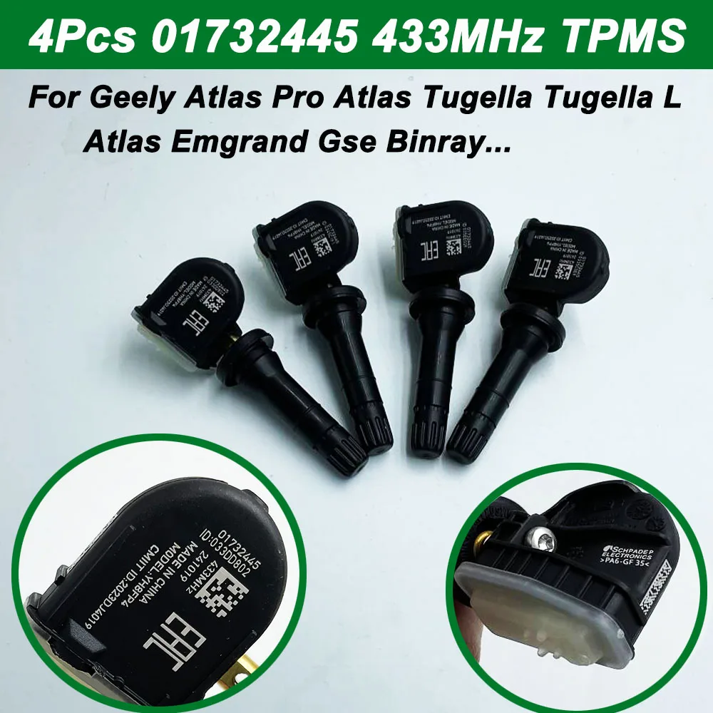 

4 шт. 01732445 Датчик давления в шинах TPMS 433 МГц для Geely Atlas Pro Atlas Tugella Tugella L Atlas Emgrand Gse Binray