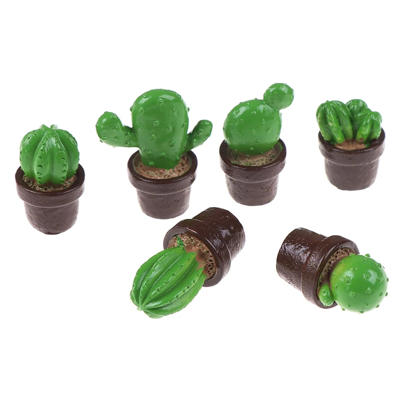 

5Pcs Cute Simulation Potted Mini Green Tree Potted Cactus Succulents Green Plant In Pot Doll House For 1:12 Dollhouse Miniature