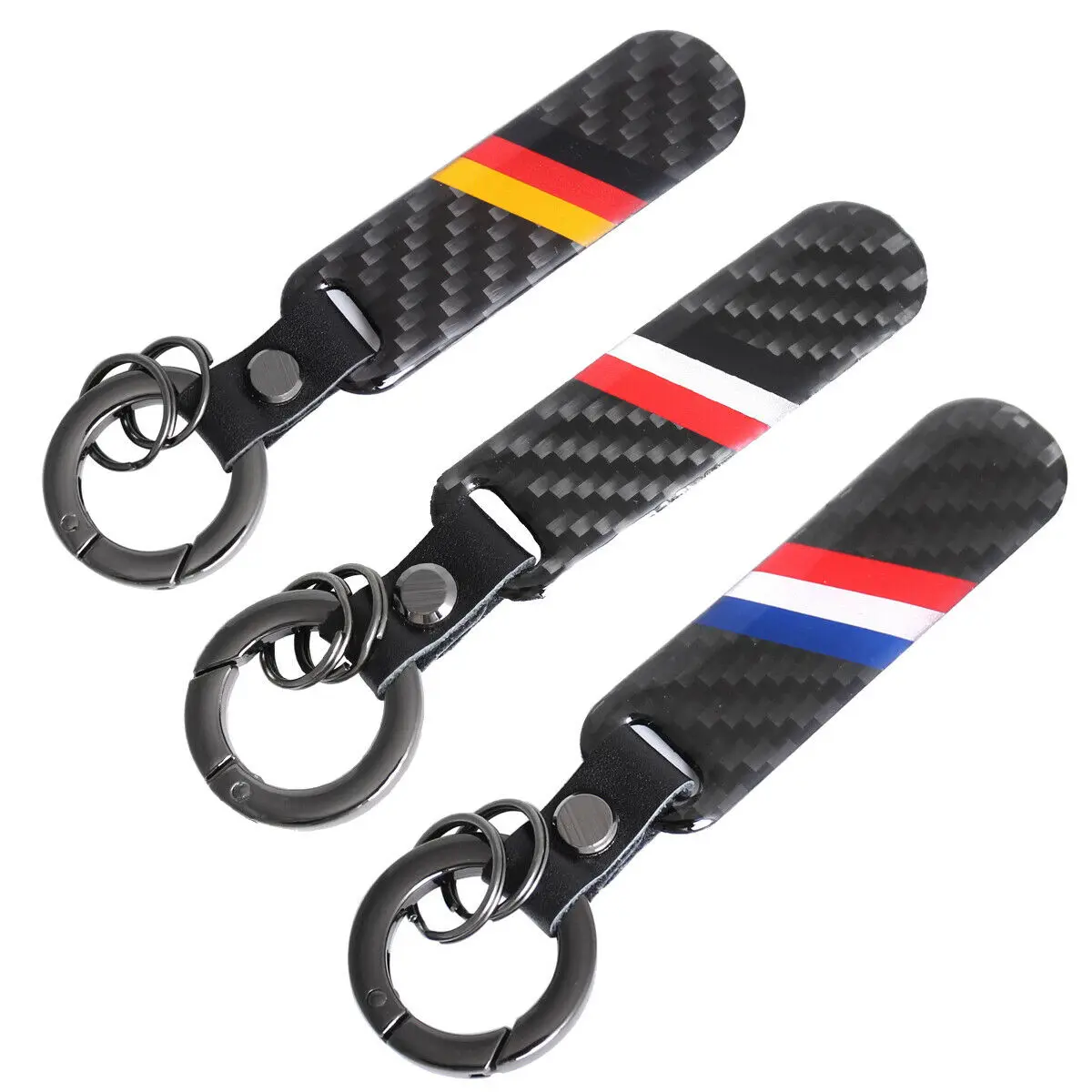 

Germany/Indonesia/France Carbon Fiber Flag Logo Key Chain Car Key Fob Ring Keychain for Silverado Ram Sierra F150 F250 F350 F450