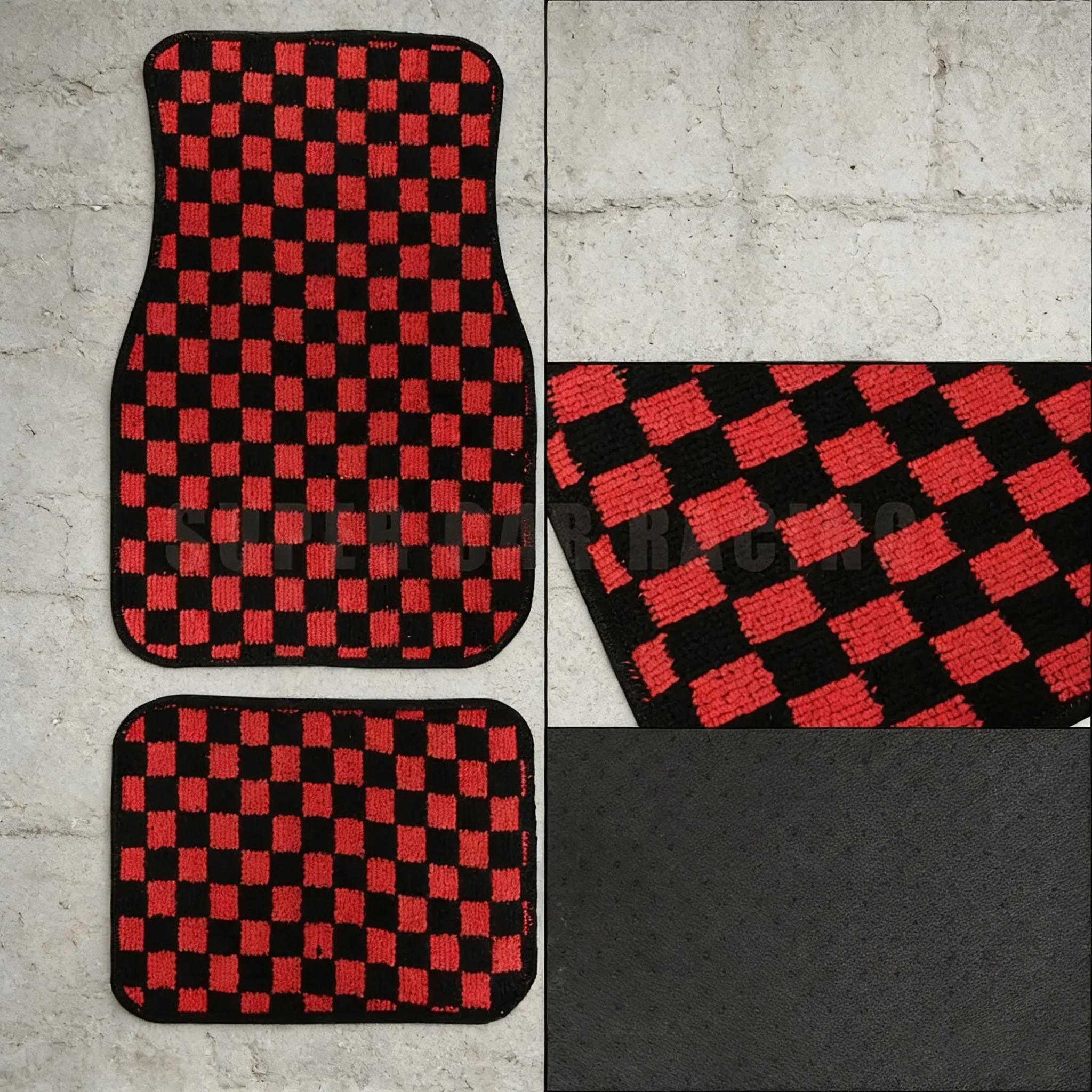 Фото JDM Racing плюшевые клетчатые коврики для пола, 4 шт., универсальные нескользящие автомобильные передние и задние ковры, декоративные коврики, универсальные автомобильные коврики №4