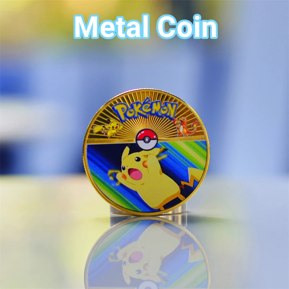 

Pokemon Coin Gold Pikachu Coin Anime Commemorative Coins Charizard Mewtwo Pokemon Silver Coins Metal Round Iron Cards Game Toys