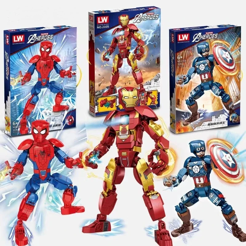 

Marvel Avengers Mech Toys Thor Spider-Man Thanos Mecha Boy Fighting Insert Model Building Blocks Minifigure Children's Toys