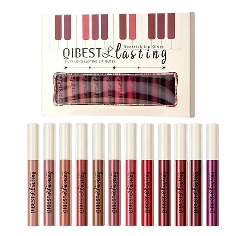 

Водостойкая бархатная помада 12 цветов, матовый блеск для губ, Стойкий матовый легкий глянцевый блеск для губ