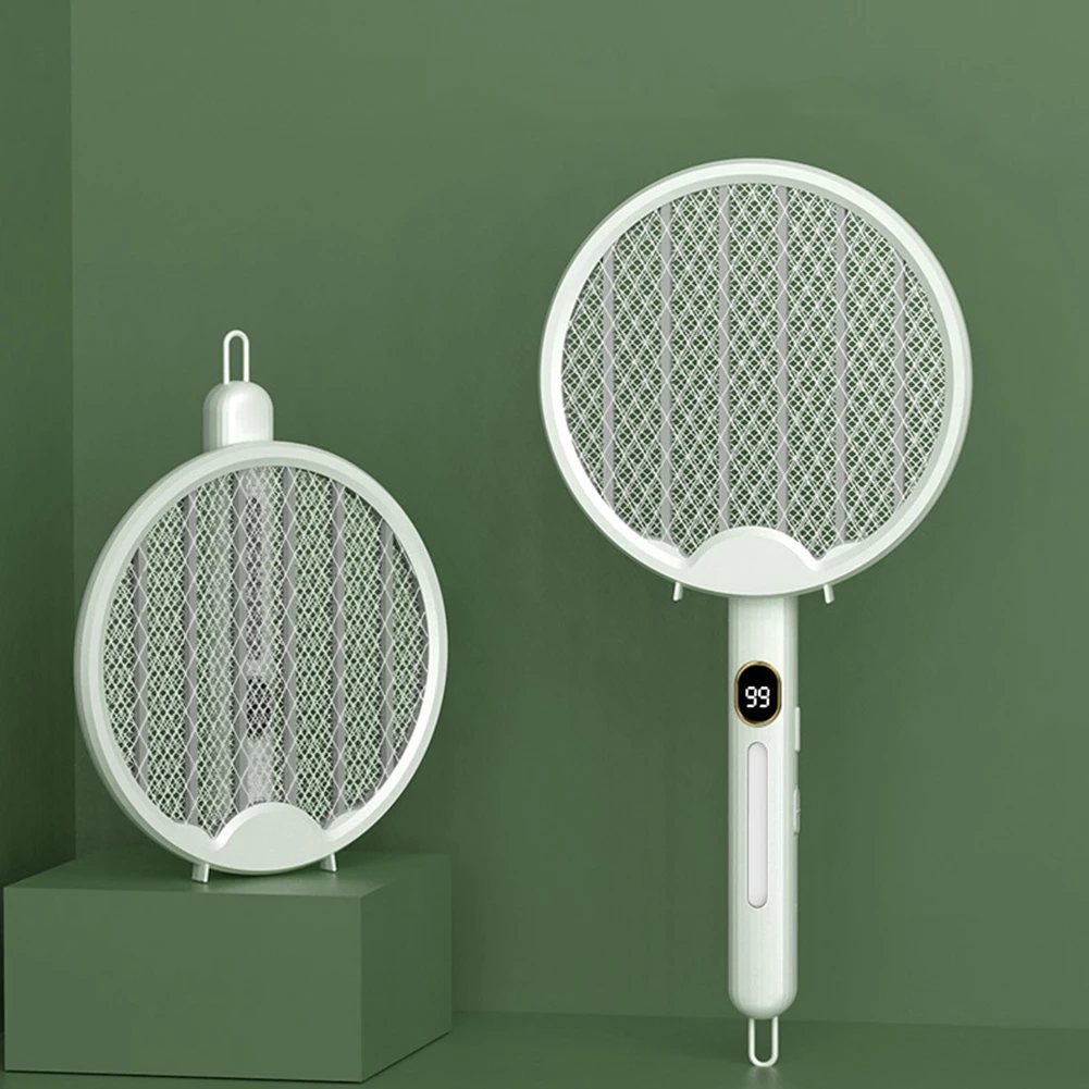 

2 in 1 Electric Mosquito Racket USB Charging Mosquito Repeller Foldable Design Digital Display for Indoor Living Room Bedroom