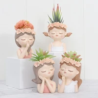 cute girl flower pot concrete resin plaster candle crystal epoxy mold diy handmade crafts decoration home decor