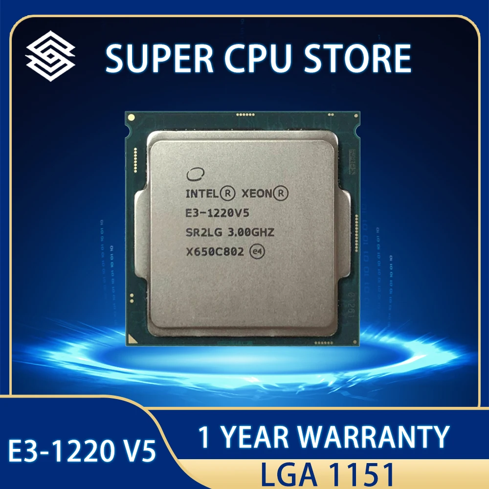 

Intel Xeon E3-1220 v5 E3 1220v5 E3 1220 v5 CPU Processor 80W 3.0 GHz Quad-Core Quad-ThreadLGA 1151