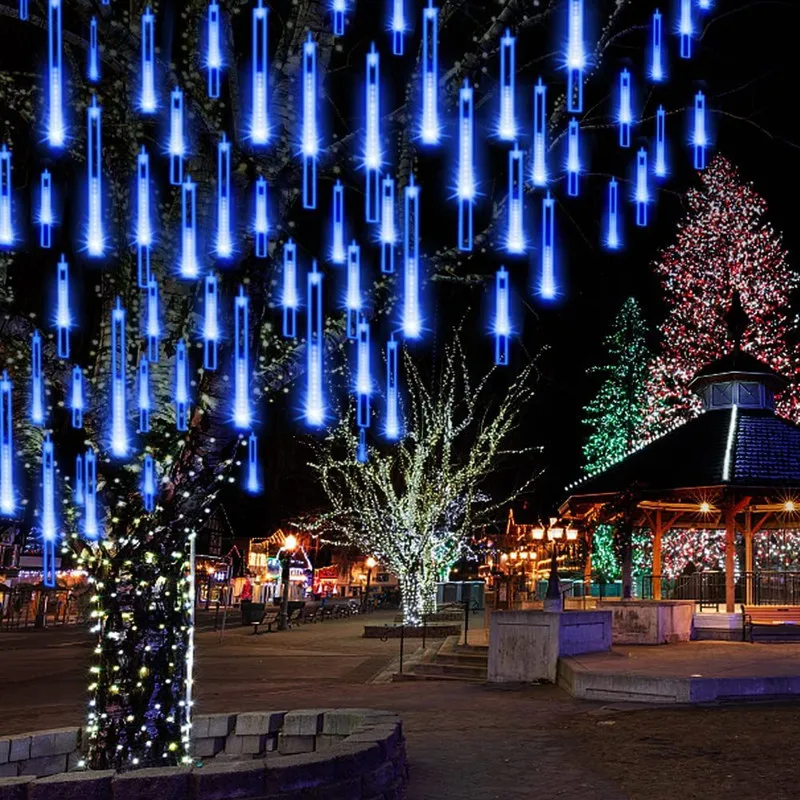 

4 Set Meteor Shower Holiday String Lights Christmas Atmosphere Street Garland Tree Decorations for Outdoor New Year Noel Navidad