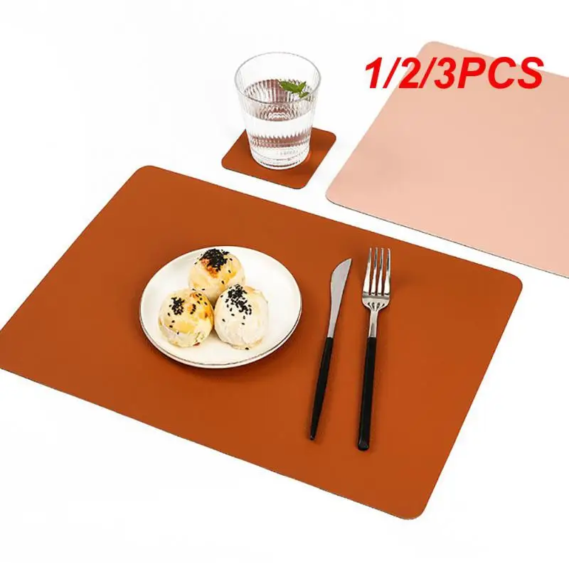 

1/2/3PCS Table Mat Leather Hotel Double Sided Rectangular Restaurant Household Tools Placemat Multicolor Optional Western Food