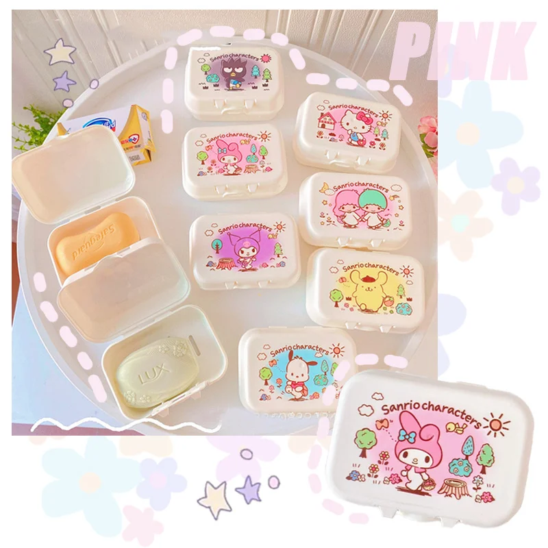 

Розовая кавайная мультяшная раскладная мыльница с принтом My Melody Cinnamoroll Kuromi Purin Dog аниме домашняя дренаж для мыши милый подарок