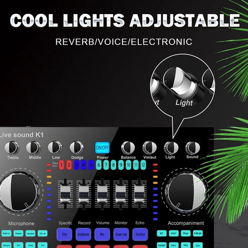 Портативная Bluetooth звуковая карта K1 профессиональная аудиокарта с регулируемым