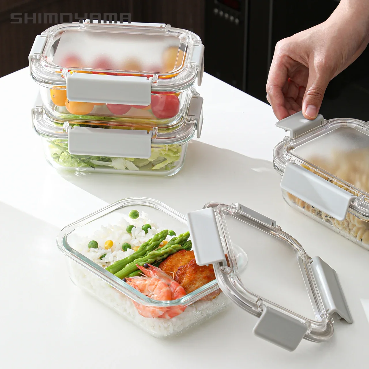 

SHIMOYAMA Microwave Lunch Boxes Can Be Heated Glass Bento Box with Lid Fresh-Keeping Sealed Leakproof Kids Adult Food Container