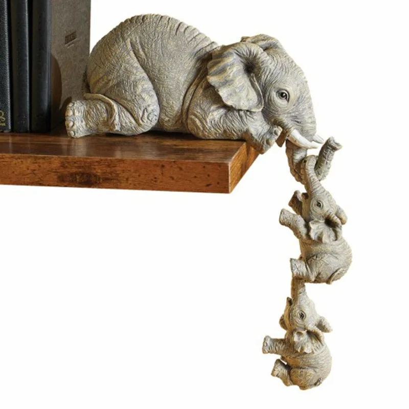 

3pcs/set Cute Elephant Figurines Elephant Holding Baby Elephant Resin Crafts Home Furnishing Gift