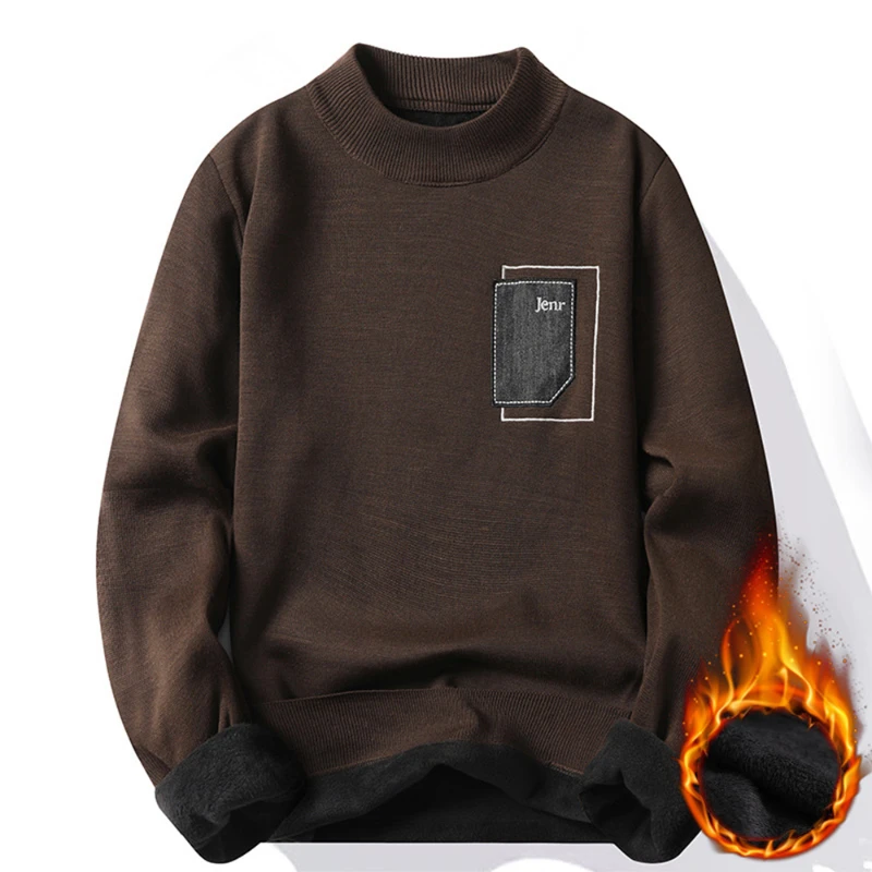 2023 Winter New Men's Turtleneck Sweaters Warm  Brand Knitted Pullovers Men Solid Color Casual Male Sweater Autumn Knitwear