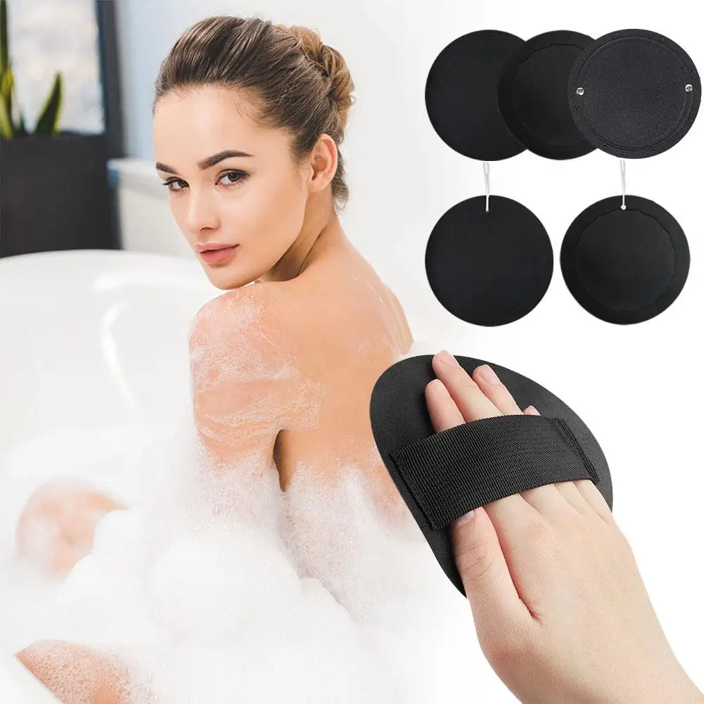 

Bath Shower Towel Body Scrubber Black Painless Rubbing Artifact Round Cake Travel Towel Ash Rubbing Towel Bath Portable I3P3