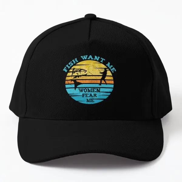 

Fish Want Me Women Fear Me Baseball Cap Hat Hip Hop Black Printed Summer Casquette Solid Color Spring Women Outdoor Boys Sun