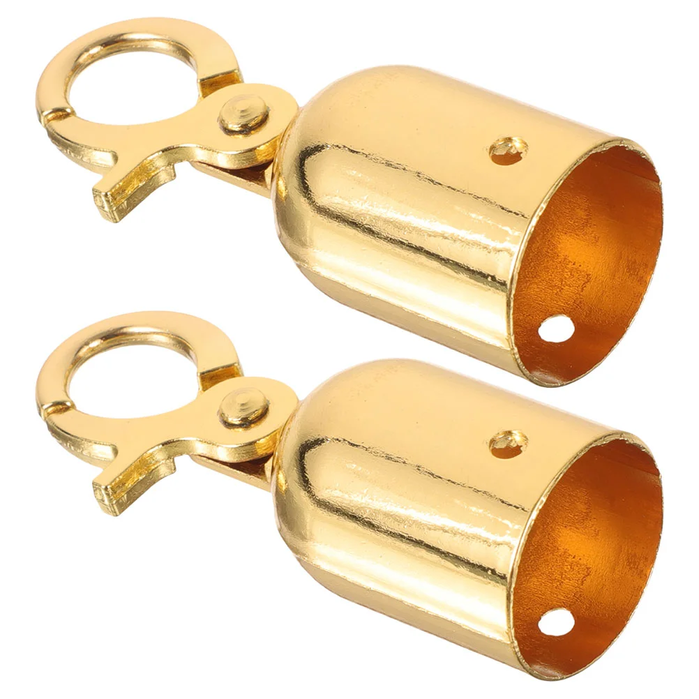 

2 Pcs Lanyards Cord Lock Rope End Stopper Guardrail Cap Snap Hook Aluminum Alloy Caps Bell Ends