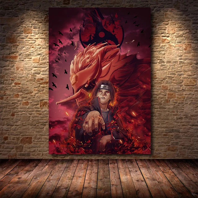 

Аниме «Наруто» Серия Учиха Итачи с калейдоскопом Susanoo с изображением колеса крови глаз на холсте настенные постеры для спальни украшение дл...