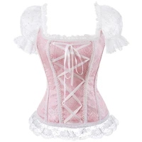 fashion princess style women lingerie bodyshaper bridal corset bustier tops for women short sleeve lace up corselet plus size
