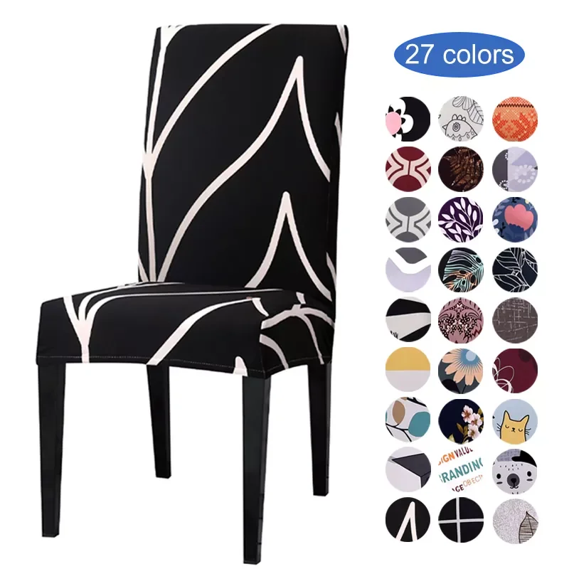

Anti-dirty Printed Stretch Leaf Chair Cover for Dining Room Kitchen Home Office Spandex Chair Covers Washable Anti-dirty Case