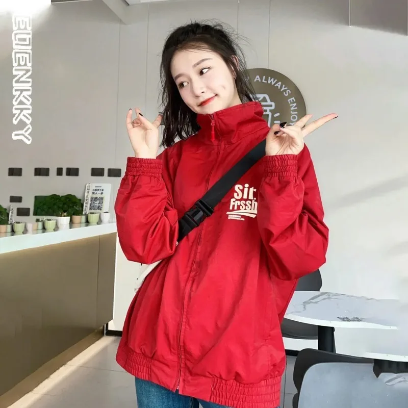 

Женская винтажная куртка-бомбер в стиле хип-хоп, на молнии