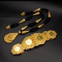 luxury arabian dubai jewelry set brand new french gold color belt abaya necklace beaded necklace pendant gold plated necklace