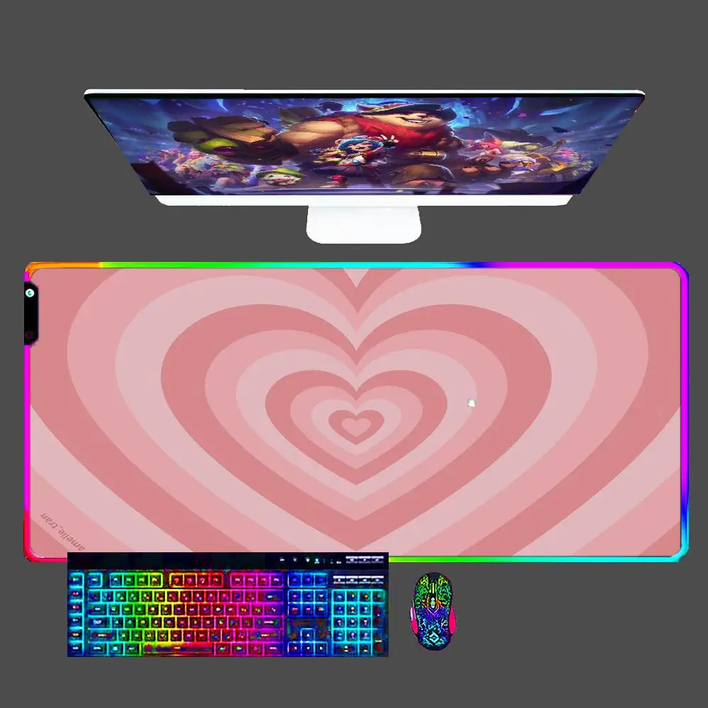 

Coffee Love Heart RGB Large Gaming Mouse Pad Kawaii Anime PC Computer Gamer Desk Mat For CS GO LOL XXL Laptop LED Mousepad 40X90
