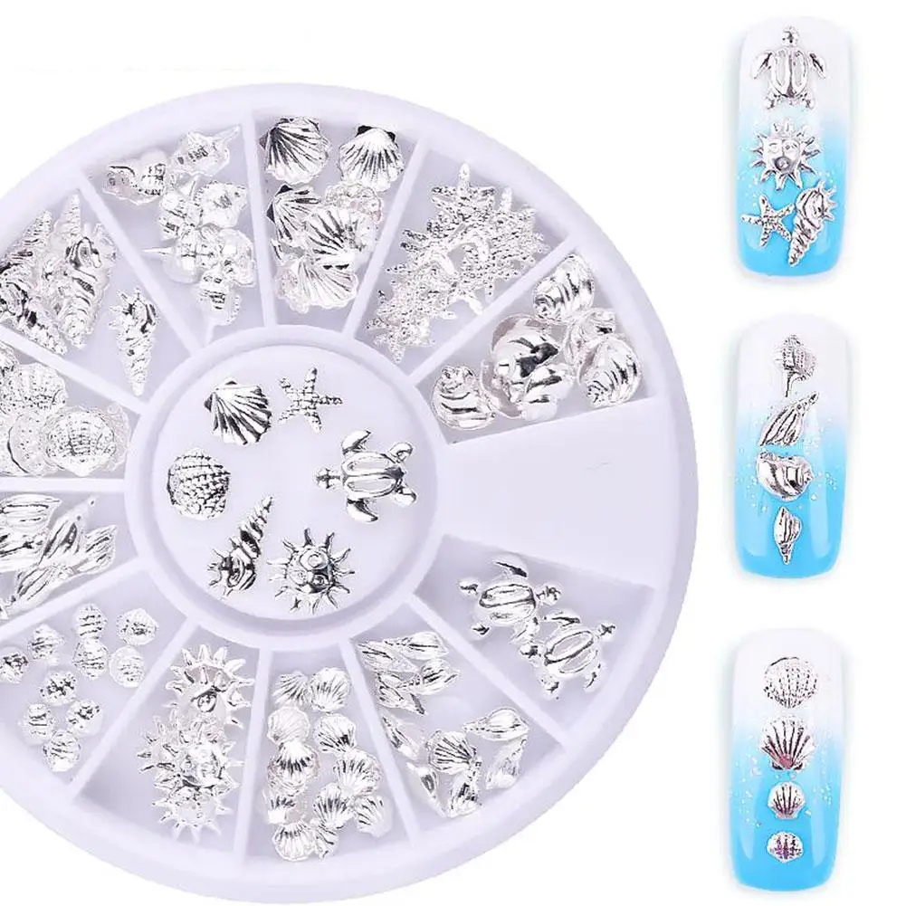 

Metal 3D Nail Art Decoration Ocean Sea Style Nail Art Decorations Shiny 3D Shell Conch Tortoise DIY Manicure Accessory Tools