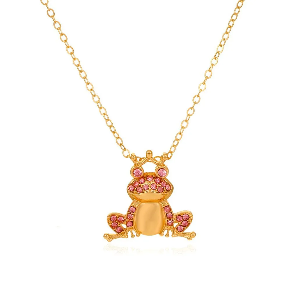 

Personality Cartoon Metal Frog Pendant Necklace Creative Cute Animal Long Sweater Chain pearl necklace