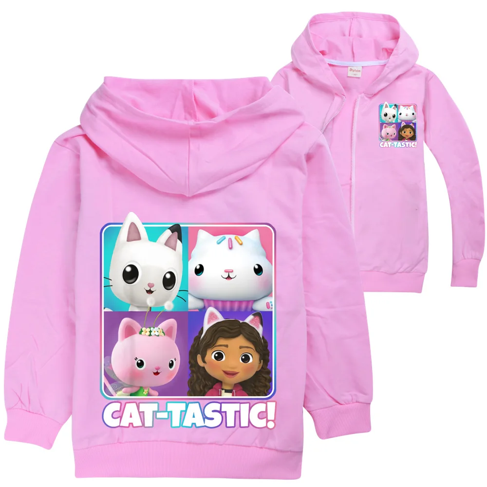 

Kids Cartoon Gabby Cats Clothes Cute Gabby's Dollhouse Hoodies Girls Hooded Jacket Boys Zipper Outwear&coats Children's Clothing