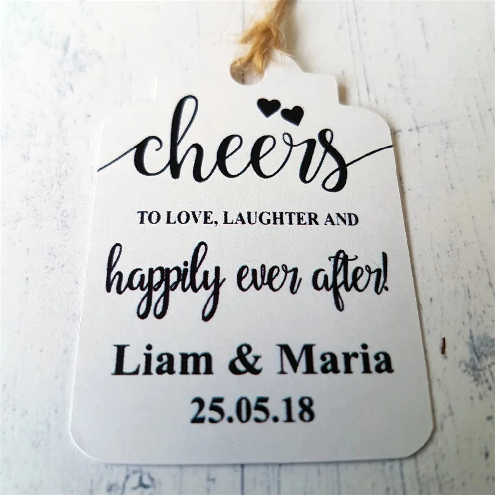 

50 Cheers To Love And Laughter And Happily Ever After Tags, Personalised Wedding Gift Favours, Rehearsal Dinner Favor, Bridal Sh