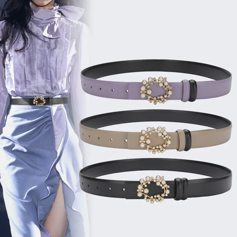 

Luxury design leather belt for women fashion belt dress belt