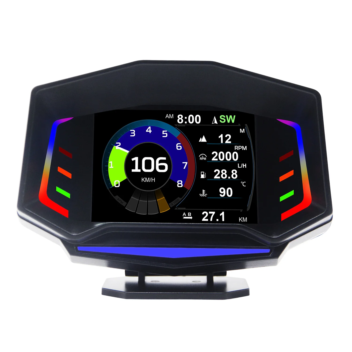 

-8 Speedometer, Car Plug and Play HUD with Vehicle Speed KM/H , RPM, Clock Auto Accessories
