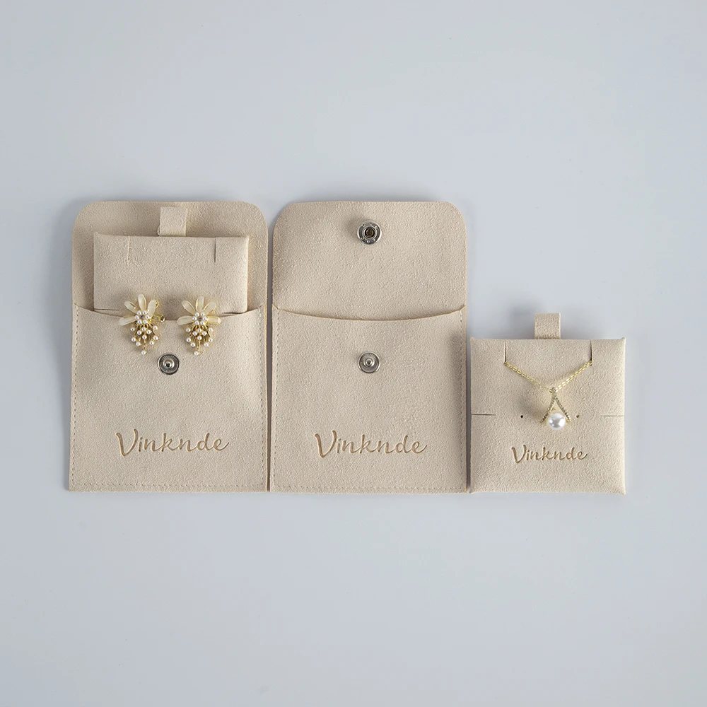 Luxury Personalized Jewelry Gift Bags With Holder Custom Logo Suede Microfiber Jewellery Packaging Pouch With Insert Cards Pads