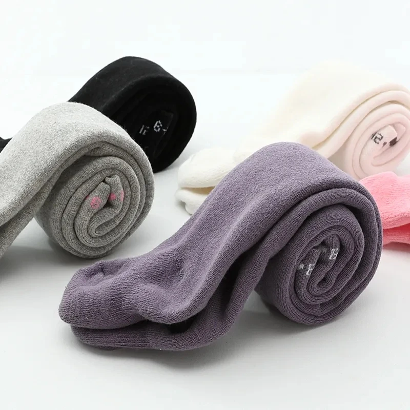 Осенние женские колготки плюс бархатные теплые детские однотонные леггинсы