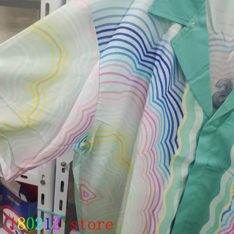 Colorful Man Portrait Rainbow Ripple Casablanca Shorts Shirt Set   Men Women Thin Fabric Hawaii Beach Holiday Short Suit