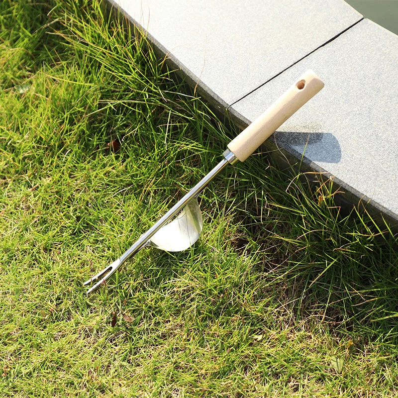 

Stainless Steel Wood Handle Garden Weeder Hand Weeding Removal Cutter Puller Tools Multifunction Weeder Transplant Garden Tools