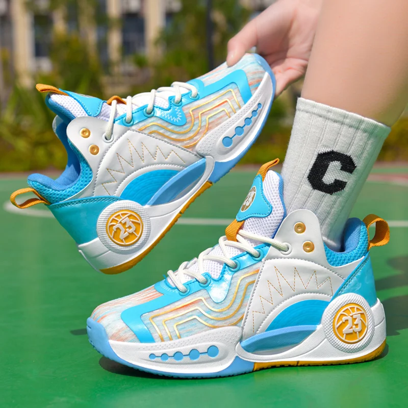 Summer  Breathable Mesh Kids Basketball Shoes Comfortable Non-slip Children Basketball Sneakers Wear-resistant Teens Sports Shoe