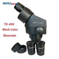 black 7x 45x binocular microscope head 10x eyepiece continuous zoom binocular stereo microscopio standard 100mm working distance