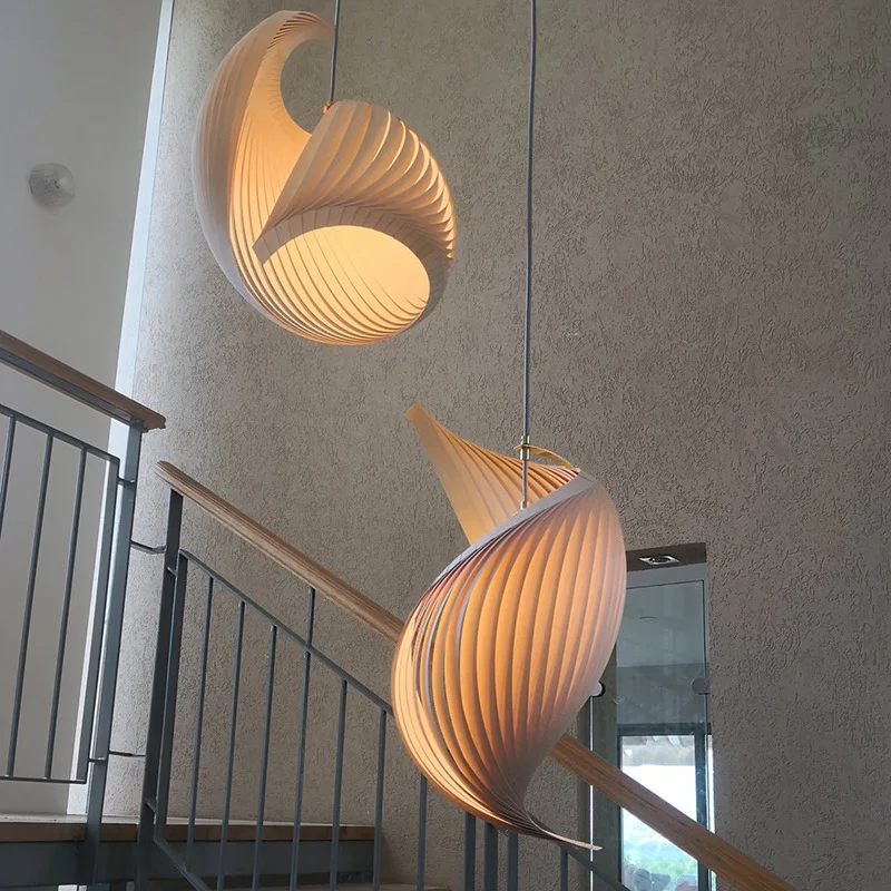 

Japanese Creative Conch Chandelier Bar Wooden Chandelier Living Room Restaurant Tea Room Staircase Villa Hollow Light Fixtures